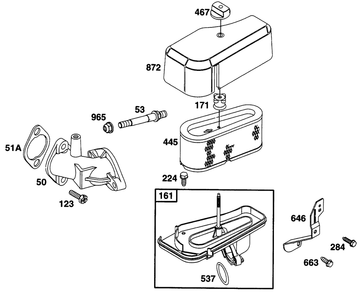 Air Cleaner Grp, Muffler Grp Diagram and Parts List for 285707-0670-XX  Briggs and Stratton Engine